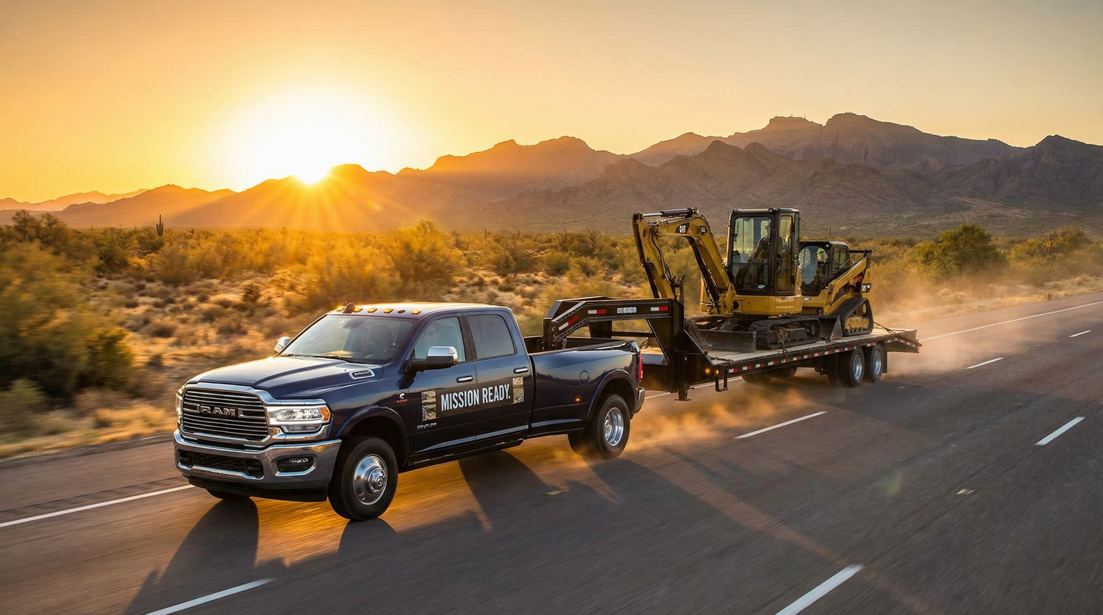 TruckingByUs Hotshot Truck at Sunrise
