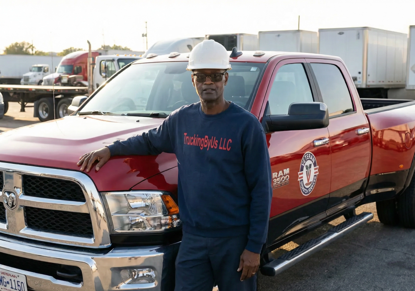 Driver securing load with care